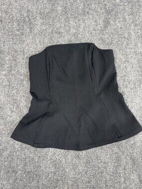The Drop Strapless Peplum Bustier Top Black Smocked Back Zip Size S · UC-165